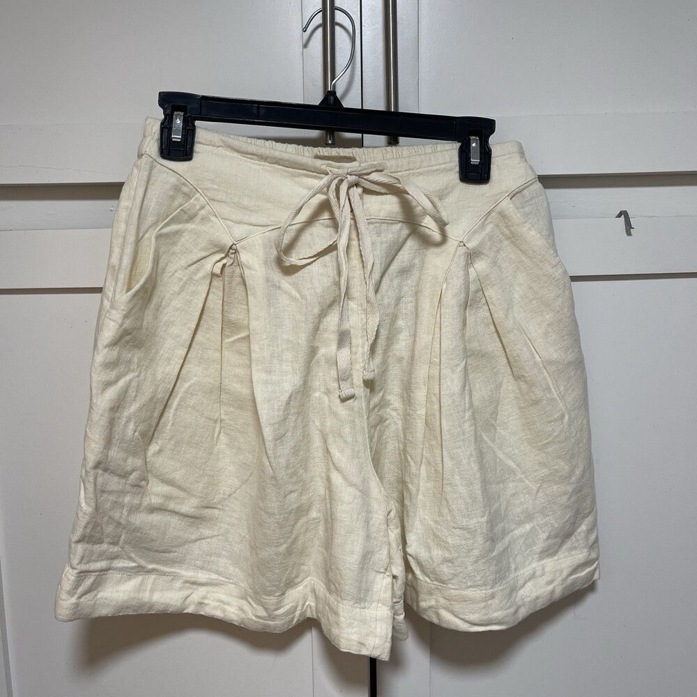 Free People Free-est Breeze Line Linen Cotton Shorts Tea Cookie Size L NWOT - Picture 2 of 8